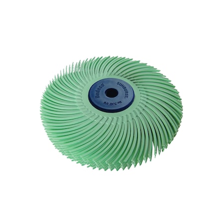 Dedeco Sunburst Radial Bristle Discs 3 in Curved Tc 6-Ply Lt Green 1 Micron A/O 1/Unit 1346